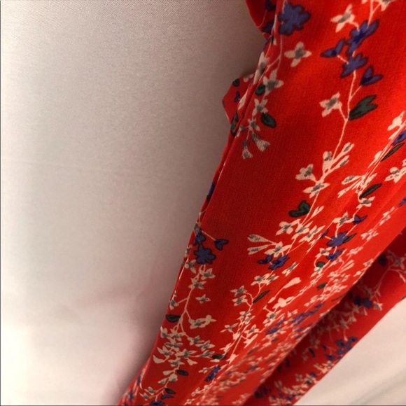 ASOS Moon River Red Floral Wrap Cropped Jumpsuit M - Picture 10 of 16